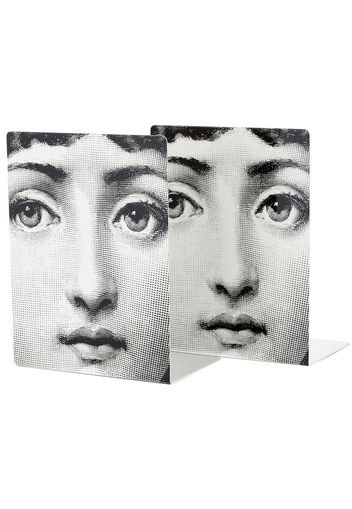 Fornasetti Buchstützen mit Gesichtsmotiv - Grau