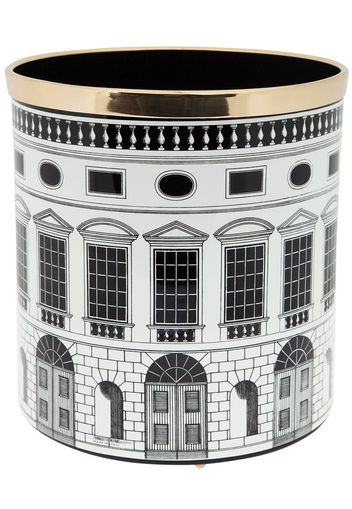 Fornasetti Papierkorb mit Print - Schwarz