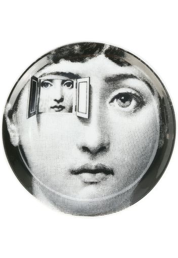 Fornasetti Teller mit Gesicht-Print - Schwarz