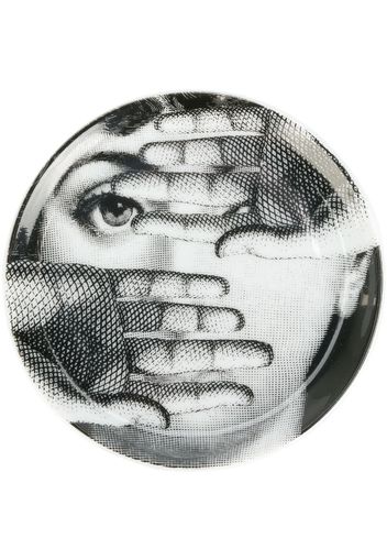 Fornasetti Teller mit Gesischts-Print - Schwarz