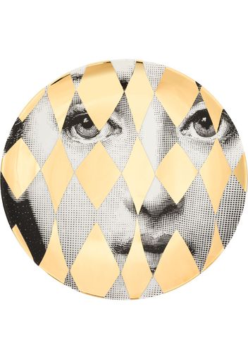 Fornasetti Teller mit Gesichts-Print - Gold