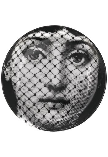 Fornasetti Untertasse mit Gesichts-Print - Schwarz