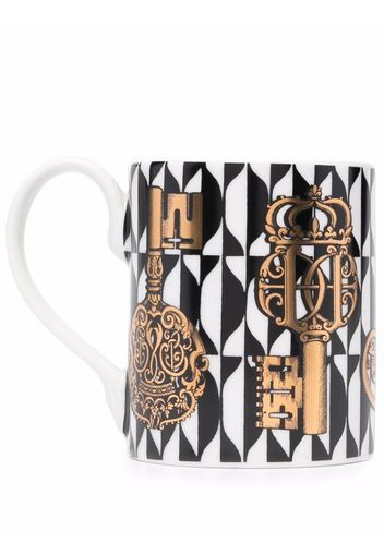 Fornasetti Chiavi printed mug - Schwarz