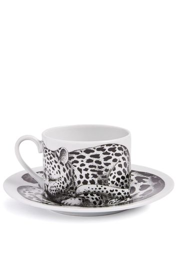 Fornasetti High Fidelity Leopardato porcelain tea cup - Weiß