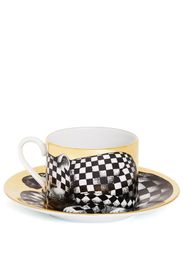 Fornasetti High Fidelity Quadrettato porcelain tea cup - ORO