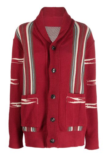 Fortela stripe-detail long-sleeve knitted cardigan - Rot