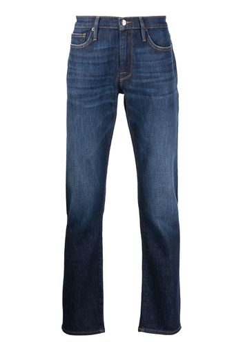 FRAME Slim-Fit-Jeans mit Tragefalten - Blau