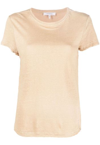 FRAME raw-edge linen T-shirt - Nude