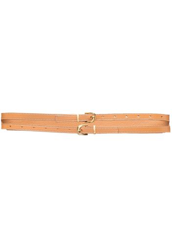 FRAME double-strap leather belt - Braun