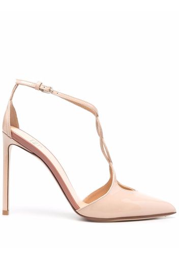 Francesco Russo pointed patent leather pumps - Nude