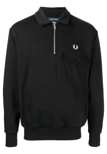 Fred Perry Sweatshirt mit Reißverschluss - Schwarz