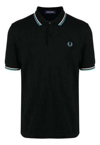 Fred Perry Poloshirt mit Logo-Stickerei - Schwarz