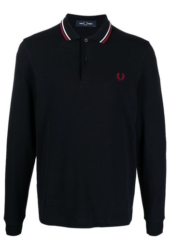 Fred Perry logo-embroidered cotton polo shirt - Blau