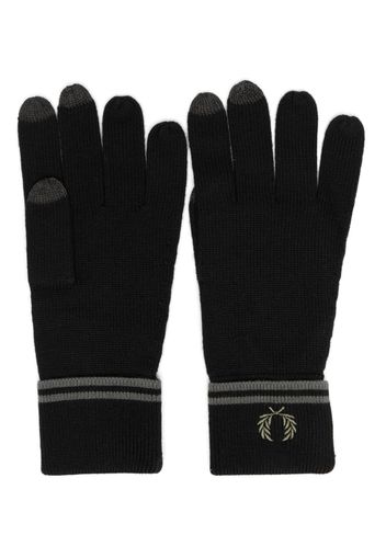 Fred Perry embroidered-logo striped gloves - Schwarz
