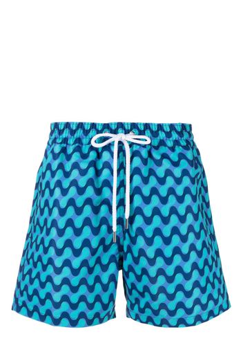 Frescobol Carioca wave-print swim shorts - Blau