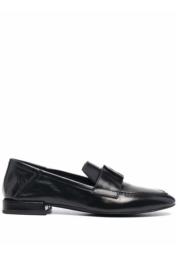 Furla logo-plaque leather loafers - Schwarz