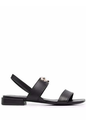 Furla square-toe leather sandals - Schwarz