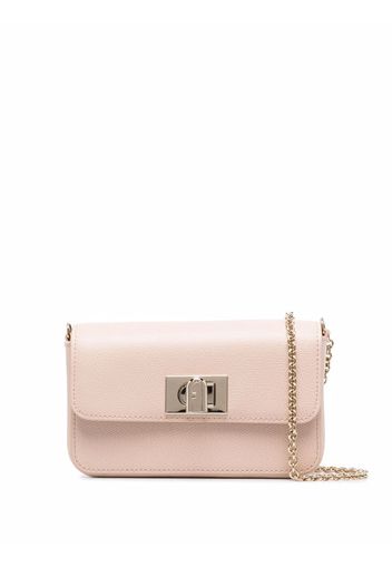 Furla foldover leather satchel bag - Nude