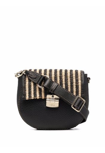 Furla woven-flap cross-body bag - Schwarz