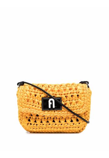 Furla woven raffia shoulder bag - Gelb