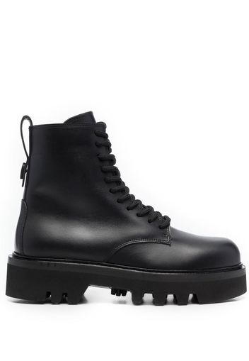 Furla lace-up leather boots - NERO