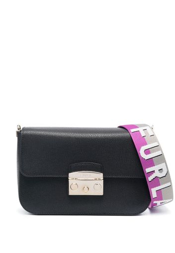 Furla leather logo-strap crossbody bag - Schwarz