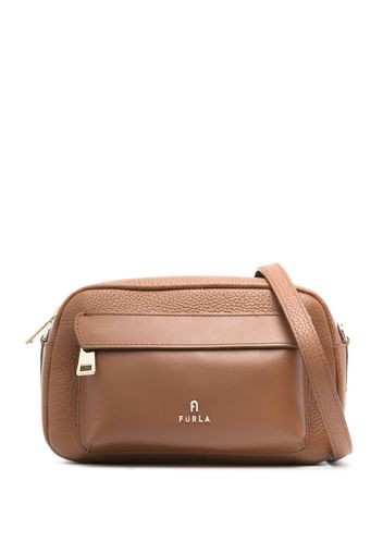 Furla logo-lettering leather crossbody bag - Braun