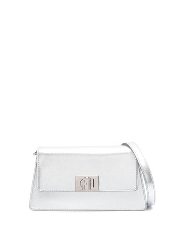 Furla Zoe metallic-finish shoulder bag - Grau