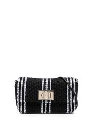 Furla stripe-detail textured shoulder bag - Schwarz