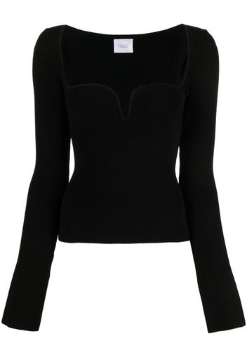 Galvan sweetheart mute long sleeve top - Schwarz