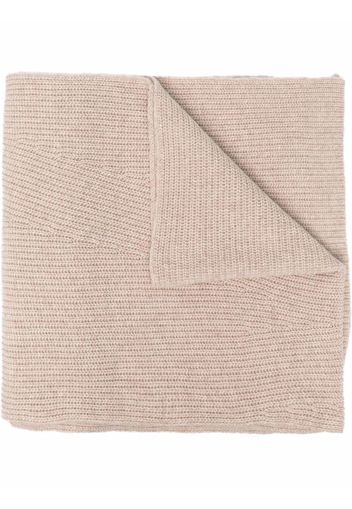 GANNI ribbed-knit wool-blend scarf - Nude