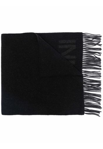 GANNI recycled wool-blend fringe scarf - Schwarz