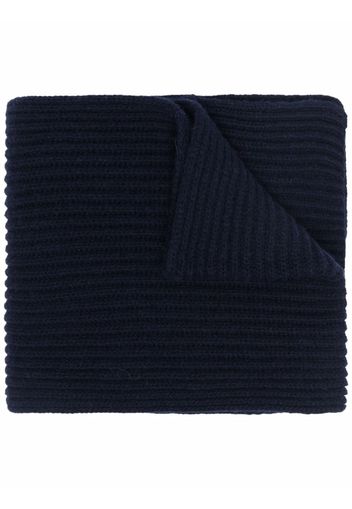 GANNI recycled wool-blend rib-knit scarf - Blau