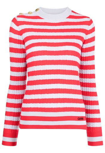 GANNI striped cable knit jumper - Rot