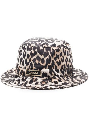 GANNI leopard-print bucket hat - Braun