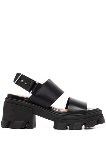 GANNI Cleated leather sandals - Schwarz