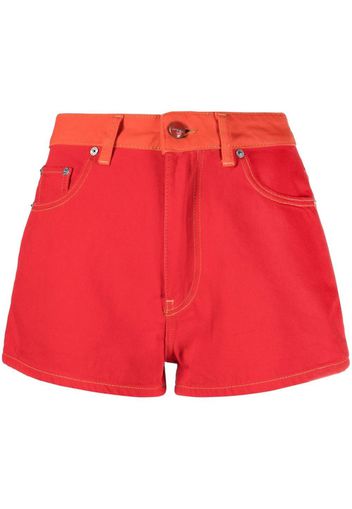 GANNI contrasting waistband denim shorts - Rot