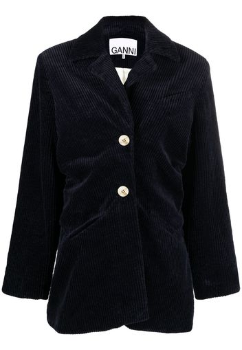 GANNI corduroy ruched jacket - Blau