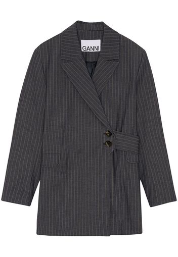 GANNI pinstripe wrap jacket - Grau