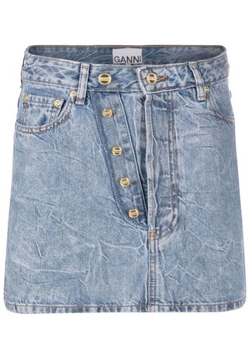 GANNI crinkle denim mini skirt - Blau