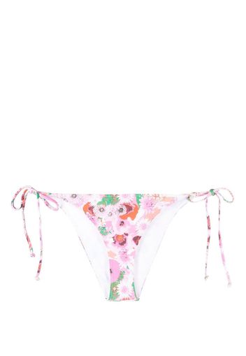 GANNI floral-print string bikini bottoms - Rosa