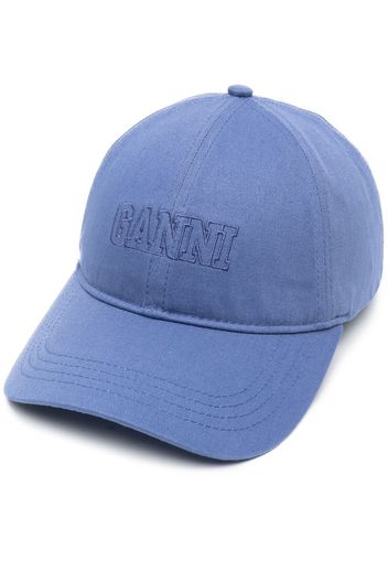 GANNI organic cotton embroidered logo cap - Blau