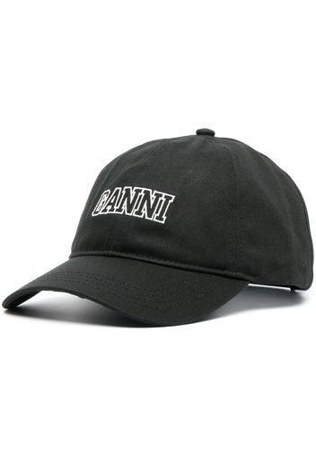 GANNI logo-embroidered cotton baseball cap - Schwarz