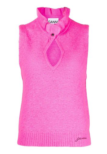 GANNI cut-out detail knitted top - Rosa
