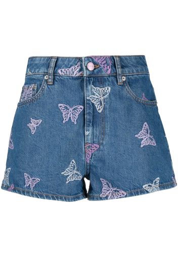 GANNI butterfly denim shorts - Blau