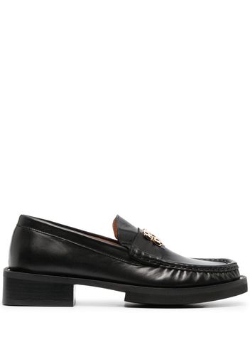 GANNI logo-plaque leather loafer - Schwarz