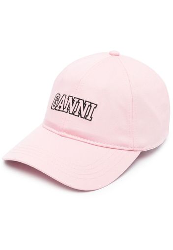 GANNI embroidered-logo cotton baseball cap - Rosa