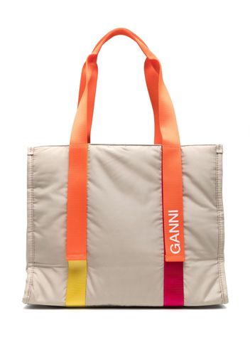 GANNI medium Tech tote bag - Nude