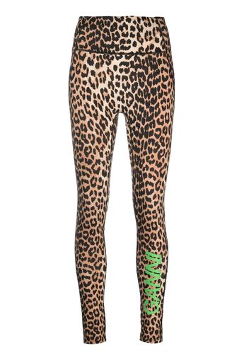 GANNI leopard-print high-waisted leggings - Braun