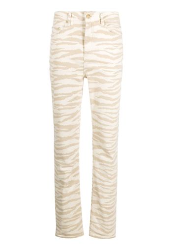 GANNI Swigy zebra-print jeans - Nude